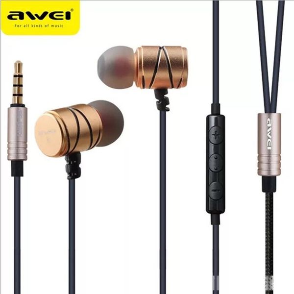 

awei es 910ty earphone rose gold earphones headset earphone with microphone noise cancelling for phone
