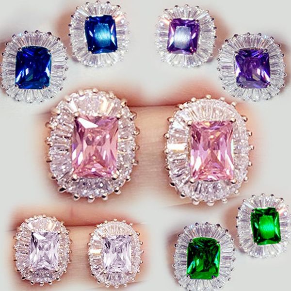 

dangle & chandelier yayi jewelry fashion princess cut colorful zircon silver color long ear earrings wedding party tassel pierced gifts