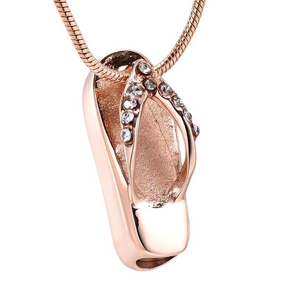 

chains ijd10524 stainless steel inlay crystal flip-flops cremation keepsake pendant for ashes urns locket memorial necklace jewelry, Silver