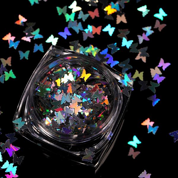 

nail glitter 1 box flakes colorful sequins spangles holographics 3d butterfly polish manicuring nails art decorations, Silver;gold