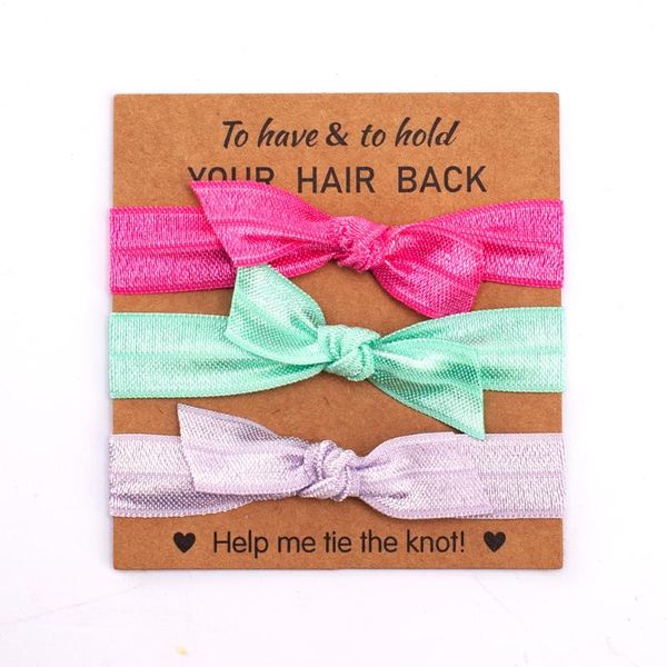 

soild printed bride hair ties chamfer wedding party 3 pieces