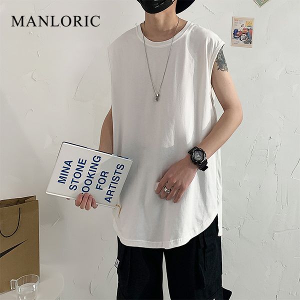 

manloric 2020 100% cotton men tank new undershirt bodybuilding singlet fitness sleeveless vest men tank, White;black