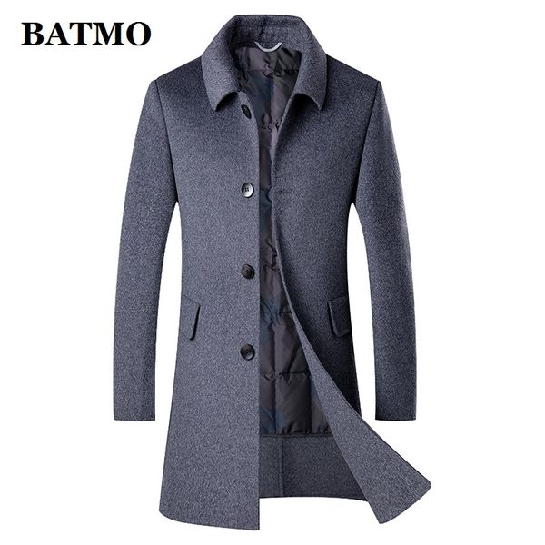 

batmo new arrival winter 90% white duck down liner thicked wool trench coat men,men's wool jackets,men's warm coat 2105, Black