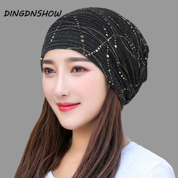 

dingdnshow] 2020 brand beanies hat lady winter cap for women bonnet hat cotton knitted skullies, Blue;gray