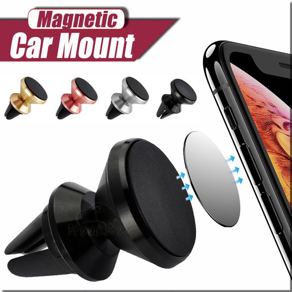 360 Magnetic Car Air Vent Mount gradi a rotazione libera in lega di alluminio Phone Holder per il telefono mobile