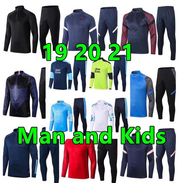 

2021 man and kids maillot om survÃªtement marseille training suit maillot de foot 20 21 football tracksuit football jogging jacket, Black
