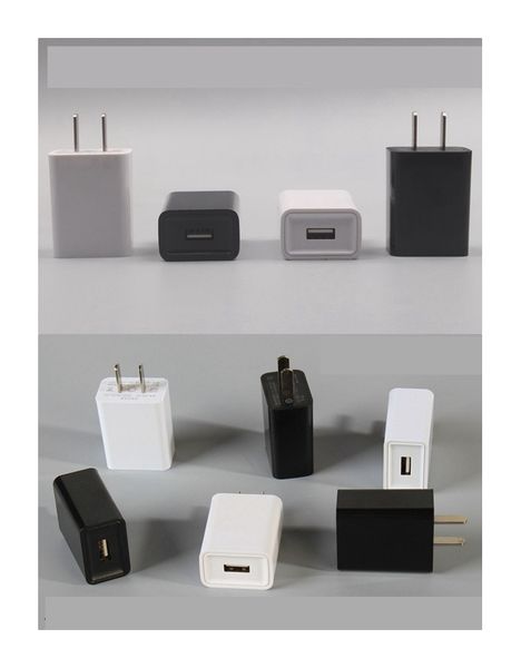 

5v real 1.0a 1 usb wall charger ac adapter for smart phone black white 1000pcs/lot