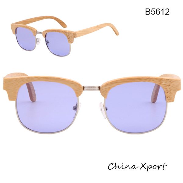 

half frame natural handmade bamboo sunglasses with metal bridge tac polarized lens 2020 popular bamboo sunglasses, White;black
