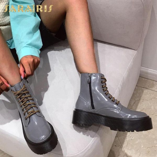 

sarairis 2020 new arrivals british style trend boots woman shoes chunky heels platform zip up high quallity shoes ladies boots, Black