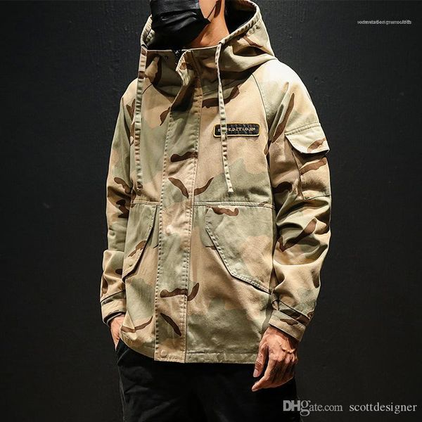 

длинные рукава hat homme одежда мода стиль повседневная одежда мужская autumm конструктор камуфляж печати тренчи отворотом neck, Tan;black