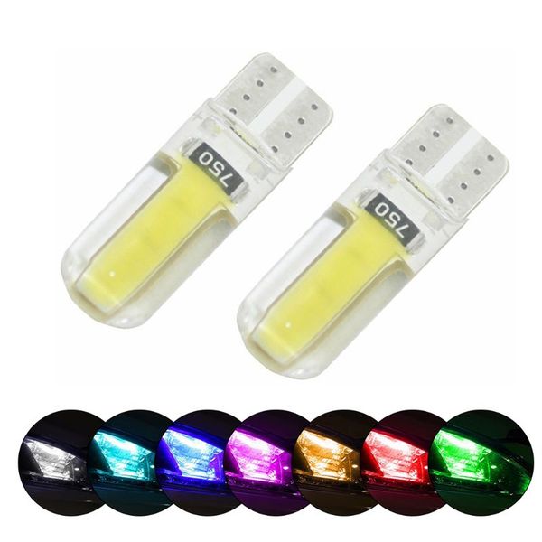 

t10 w5w led car interior light cob marker lamp 12v 194 501 bulb 7 colors 270e