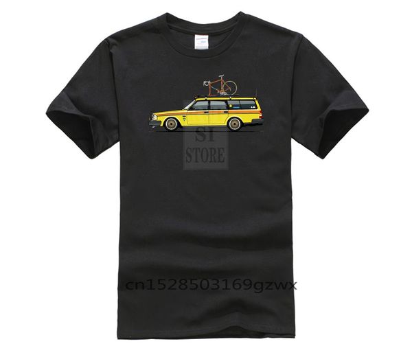 

personality t shirt funny volvo yellow slammed biking wagon men natural cotton car personalized men s fashion t shirt men