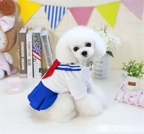 

fashion creative spring and summer dress apparel stripe princess dog skirt blue pet supplies cute clothes 19yy