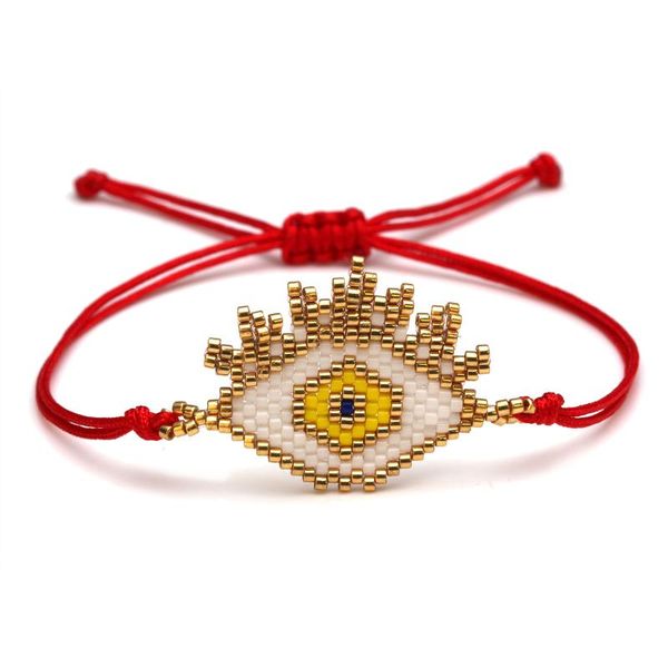 

miyuki glass seed beads evil eye bracelet women men boho handcrafted multicolored turkey eye red string adjustable jewelry gift, Golden;silver