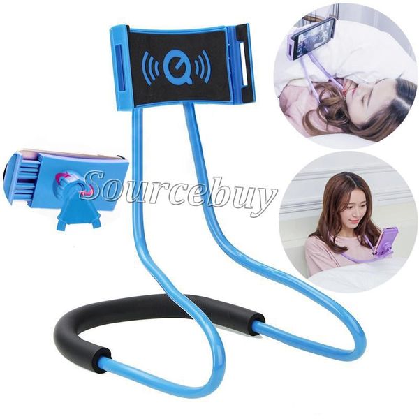 

lazy hanging on neck selfie phone holder lazy bracket universal flexible selfie stick 360 rotating desk stand for iphone samsung cell phone