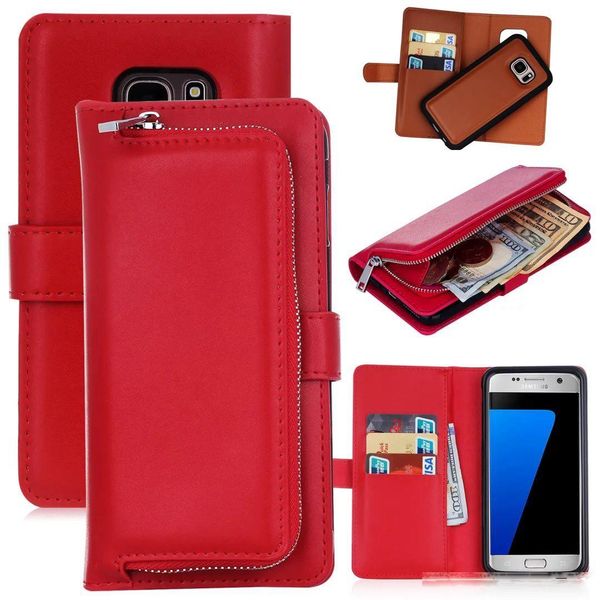 

2 in 1 magnet detachable removable zipper leather wallet case cover for iphone xs xr xs max galaxy s10 s10e s10 plus s9 s9 plus note 9 8 20p
