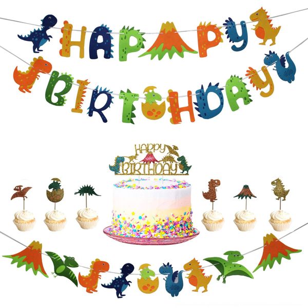 

dinosaur - theme pull pull flag jewelry flag pulling party banner flower-pulling happy cake card-inserting decorative articles rlq6m
