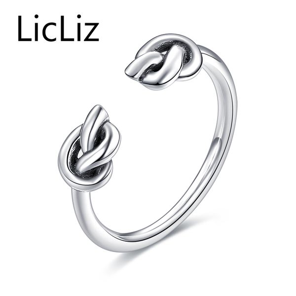 

licliz unique design antique 925 sterling silver adjustable open ring symmetry knot ring jewelry for women bague femme lr0286, Golden;silver