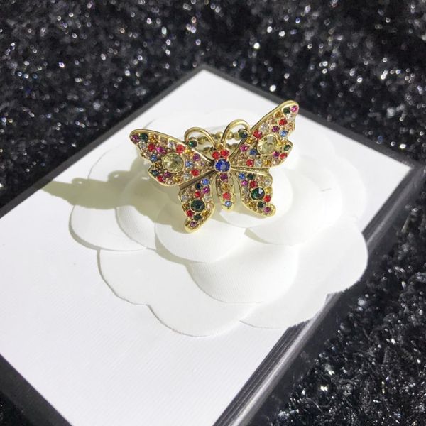 

european and american fashion new color diamond butterfly ring, Golden;silver