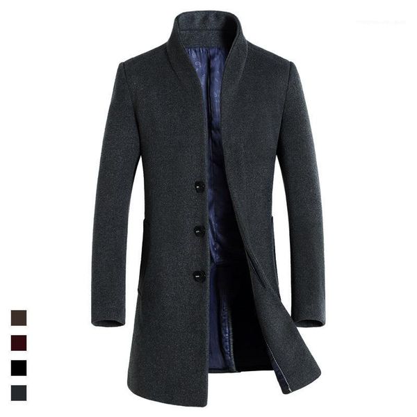 

wool long slim fit casual coat jacket outerwear men winter blends autumn designer coats, Black