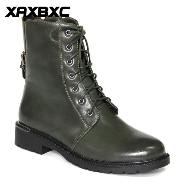 

xaxbxc retro british style leather brogues oxfords green short boot women shoes metal buckle round toe handmade casual lady shoe, Black