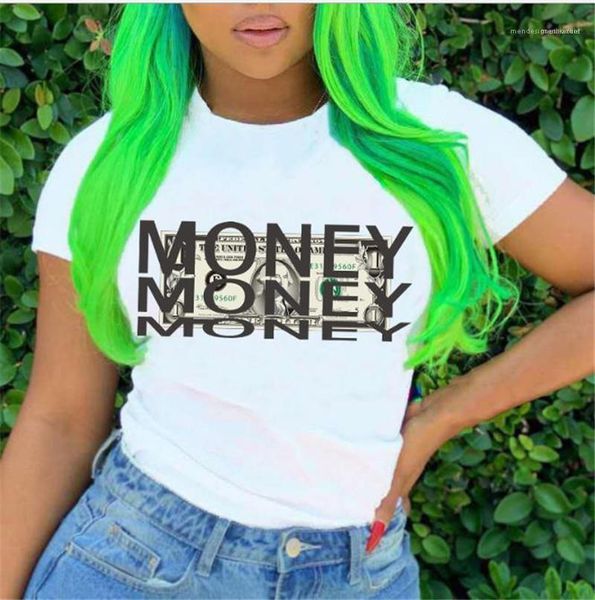 

money letter white womens tshirts o neck short sleeve casual designer tees slim breathable brief female t shirts