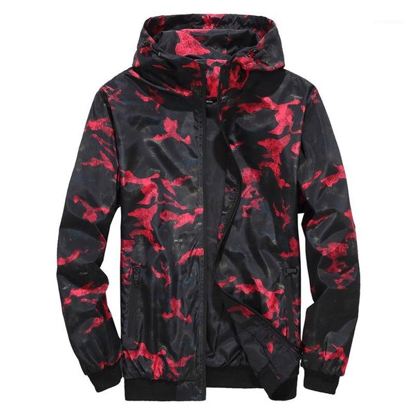 

designer jackets casual zipper pocket mens hooded jackets fashion round hem fitting males clothing camouflage mens, Black;brown