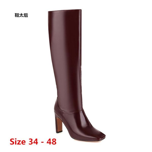

high heel women knee high boots heels spring autumn woman shoes women long boots small big size 34 - 48, Black