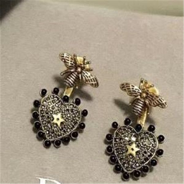 

popular full diamond letter pearl earrings earrings and brooch hairpin, Golden;silver