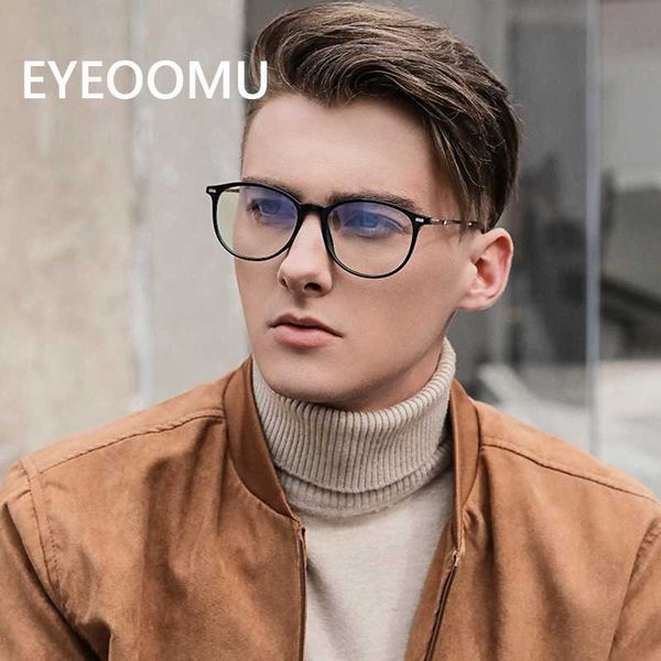 

eyeoomu 2020 vintage anti blue ray metal glasses round spectacle women computer tr90 eyeglasses men retro optical myopia eyewear, White;black