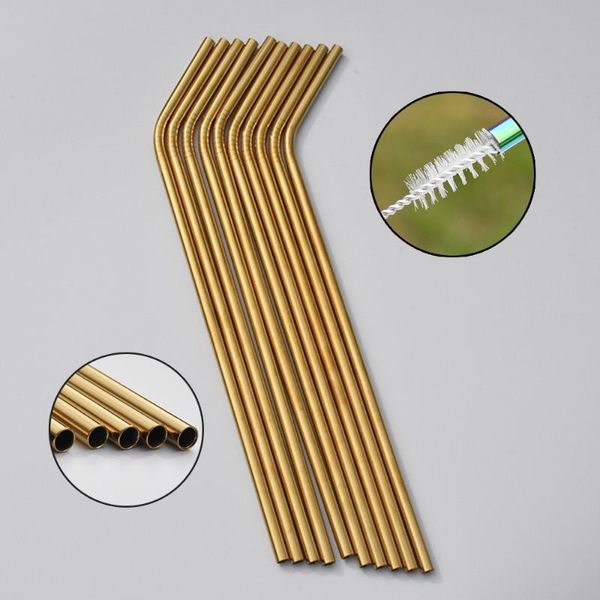 

wowshine factory new gold stainless steel 304 drinking straw 10pcs/lot dishwashers safe rust with 2 brushes as gift