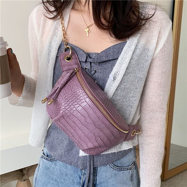 

crocodile pattern pu leather crossbody bags for women 2020 luxury shoulder handbags female travel purple chest bag