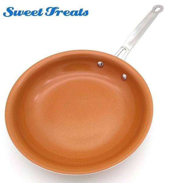 

sweettreats non-stick copper frying pan with ceramic coating and induction cooking,oven & dishwasher safe 10 inches t200523