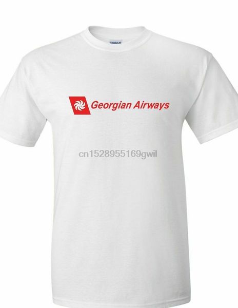 

georgian airways retro red logo tee shirt travel airline white cotton t-shirt