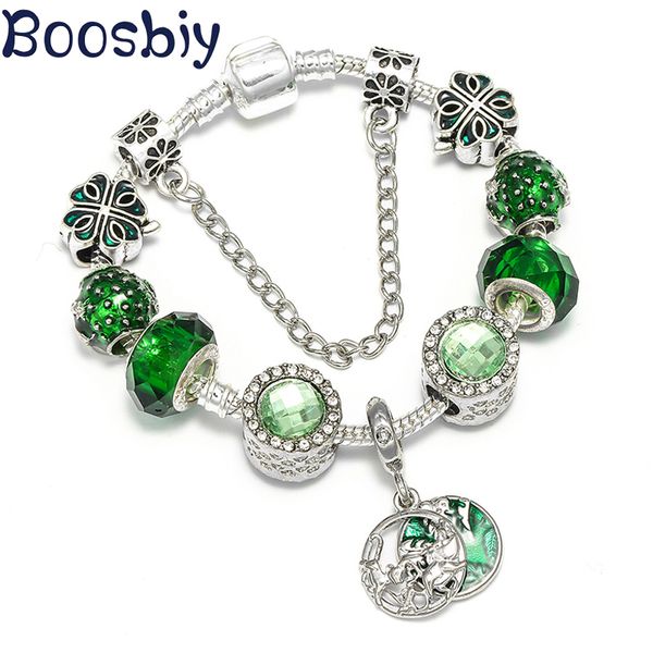 

charm bracelets boosbiy lovely dinosaur dangle charms for women with silver color snake chain brand bracelet as christmas jewelry gift, Golden;silver