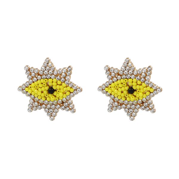 

hexagram eyes crystal stud earring lady elegant handmade beads earrings women girls party charm new design jewelry brincos, Golden;silver