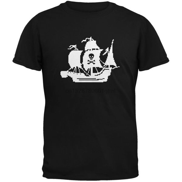 

8-bit pirate ship black t-shirt