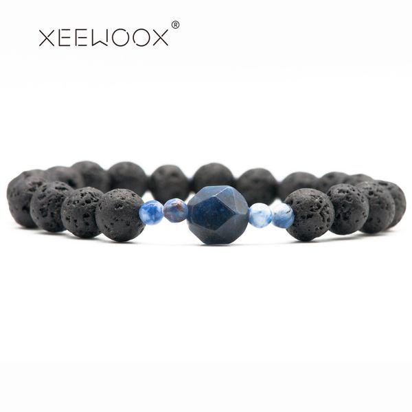 

bracelet for women christmas jewelry men's bangles energy elastic rope couple tiger eye bead lava natural stone 8mm rosary, Black