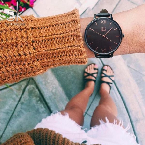 

wristwatches women watches feminine relogio women's bracelet casual quartz watch fashion wristwatch with leather strap, Slivery;brown