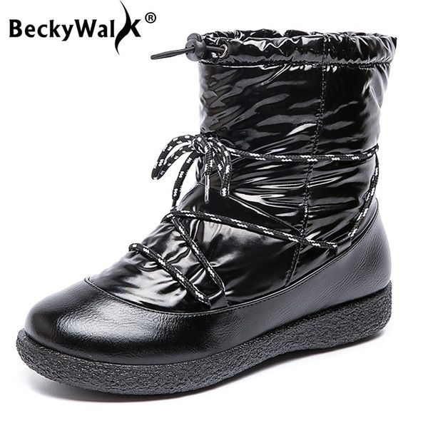 

2020 new boots women snow boots keep warm down waterproof women's short platform shoes for women femmes bottes 43 wsh3728, Black