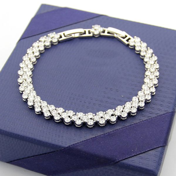 

2020 дизайнер лопнуть swa письмо три строки полный бриллиантовый браслет горячей продажи суб-золотая версия кристалла браслет, Golden;silver