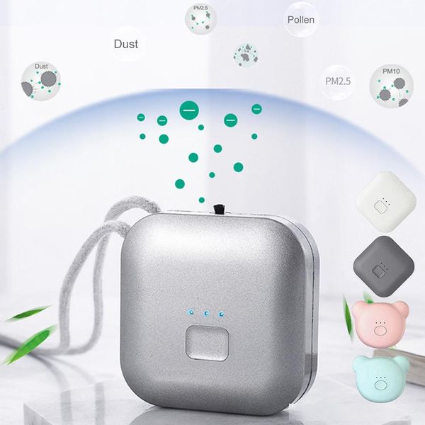 

kid wearable air purifier personal mini air negative ion maker necklace usb portable anion air cleaner freshener with lanyard filter