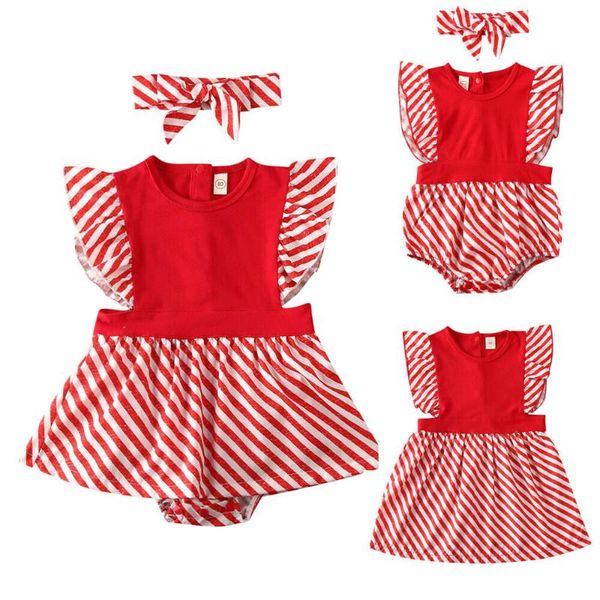 

christmas sisters matching newborn toddler kid girl dress cute striped ruffled tutu princess dress new year girl, Blue
