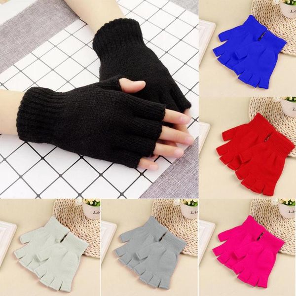 

koop vrouwen wol mitten gloves mitten fingerless knitted crochet half-fingers warm winter w1220, Blue;gray
