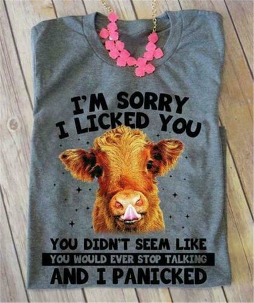 

cow i'm sorry i licked you you didn't seem like ladies t-shirt sport grey cotton custom print tee shirt