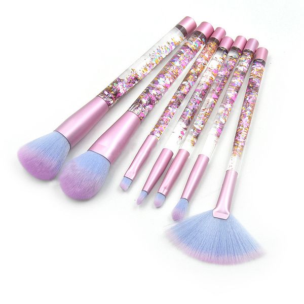 

7 pcs/set glitter makeup brushes diamond crystal handle set powder foundation eyebrow face makeup brush cosmetic