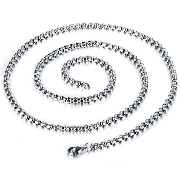 

simple square man link chain classical 316l stainless steel men's jewelry necklace accessories all match 3 color, Silver