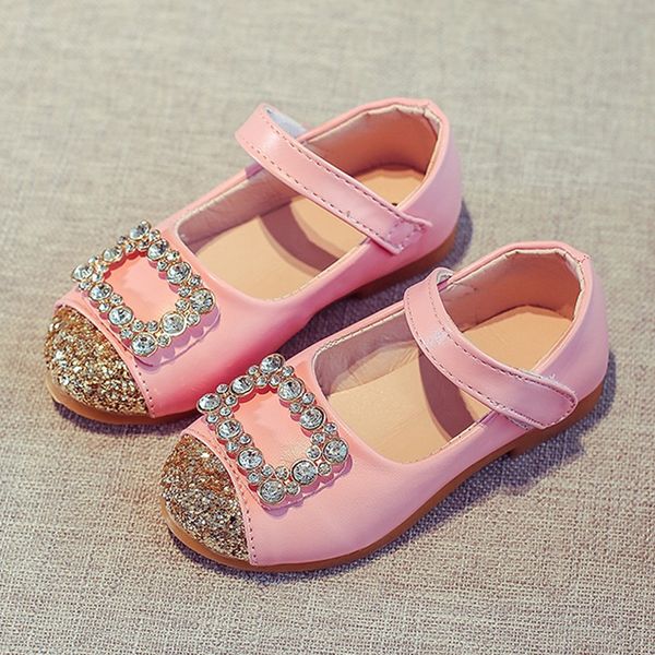 

0-6t fashion girls flat dress party shoes children toddler kids rhinestone pu leather princess shoes, Black;grey