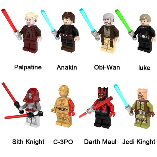 

space war palpatine anakin obi-wan luke sith knight c-3po darth maul jedi knight mini action figure building blocks toy