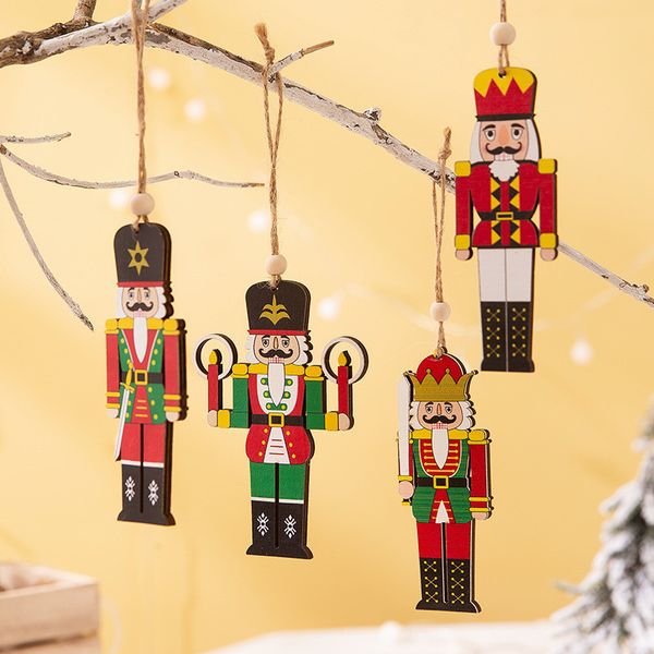 Ahşap Ceviz Asker kolye Noel Ahşap kolye Ceviz Asker Asma Süs Merry Christmas Ağacı Dekorasyon 4 Desenler